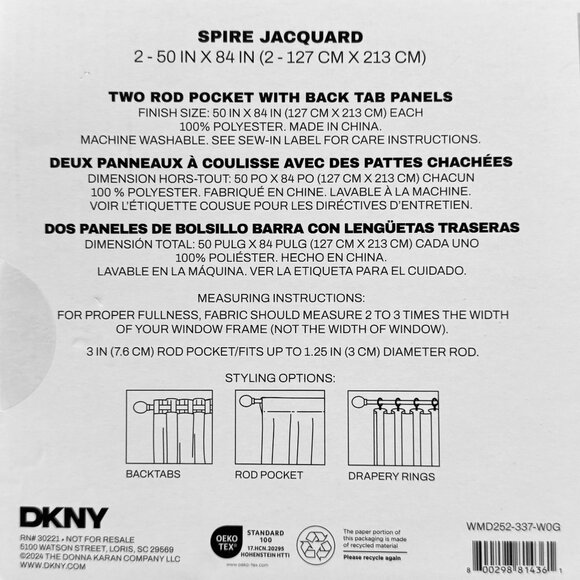 DKNY 50 x 84 Spire Jacquard Window Curtains Drapes Geometric Beige Off White - Picture 5 of 6